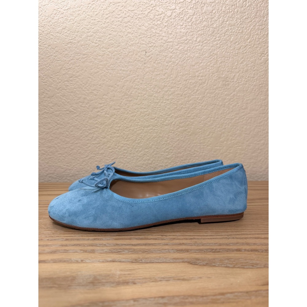 Sam Edelman Alie Ballet Flats Light Blue Suede Round Toe Bow Shoes Womens 7